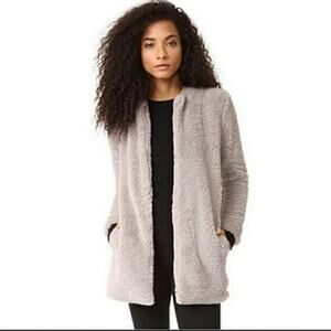 BB Dakota Merrill Wubby Collarless Jacket Coat Medium Taupe